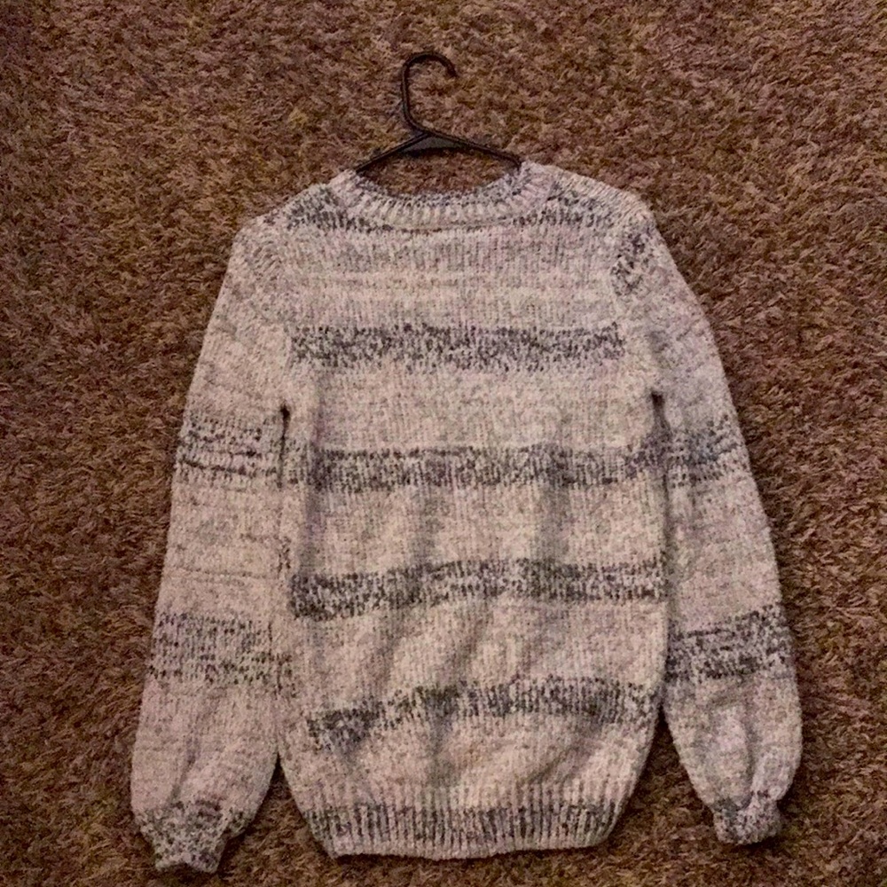Gray and black striped sweater
